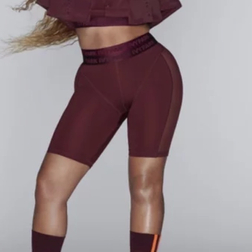 IVY PARK X ADIDAS Burgundy Biker Shorts with Mesh